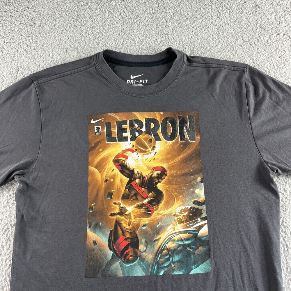 NEW Nike Lebron James T Shirt Mens‎ Medium Gray Graphic Tee Basketball Dri-Fit